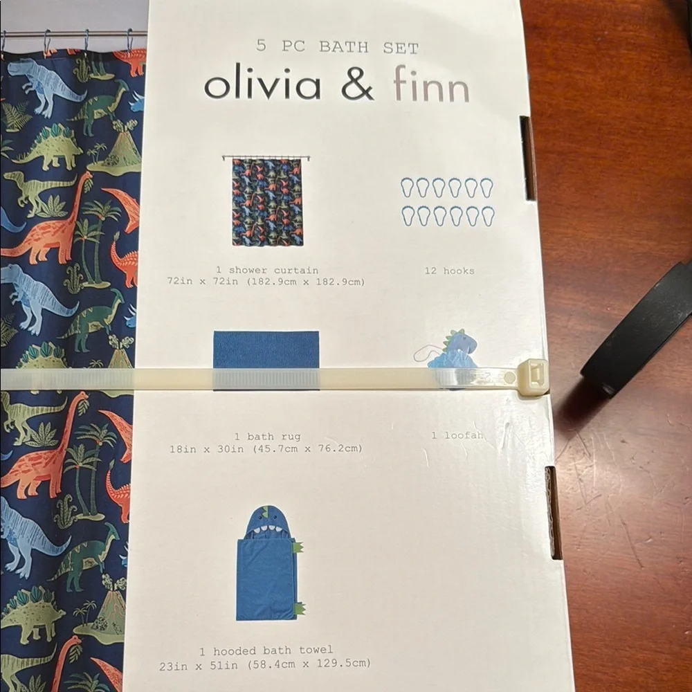 Olivia & Finn Dinosaur 5 piece Bath Set - Blue & Green, NEW!